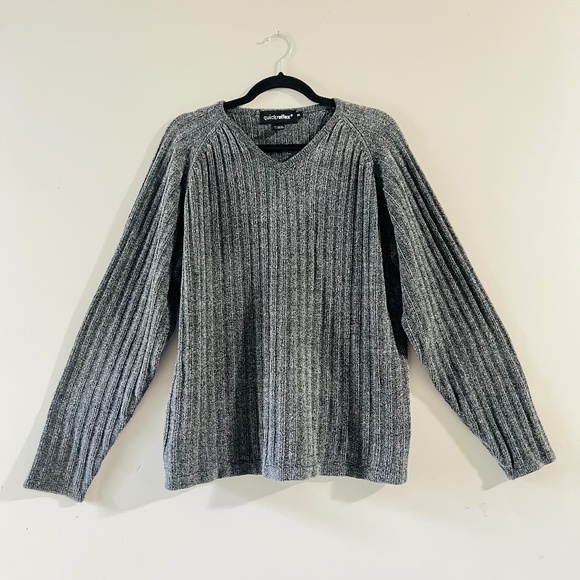 Quick Reflex Knit Dark Grey Oversized 90's Friends Style Ribbed Sweater SzMedium - Picture 1 of 11